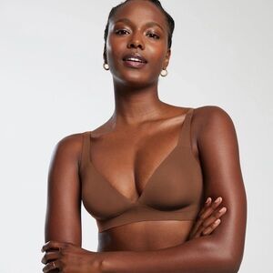 NEW Evelyn & Bobbie Starlette Plunge Bra Wireless Seamless, Clay Brown Large $98